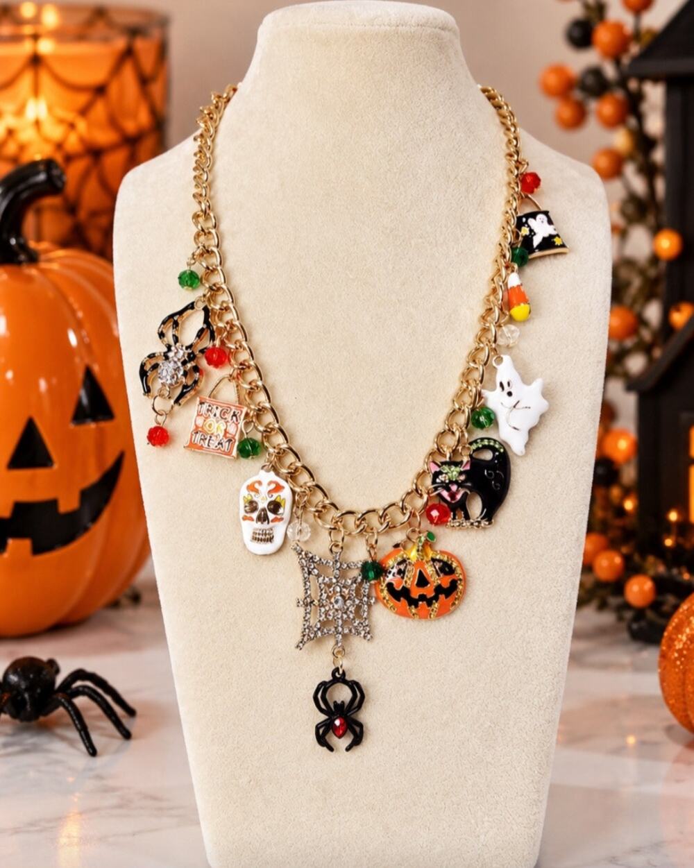 Halloween Gold Charm Necklace New